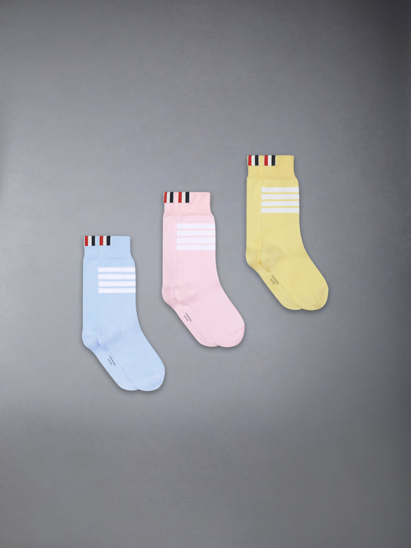 CHILDREN'S COTTON 3-PACK 4-BAR KNEE HIGH SOCKS - featured image