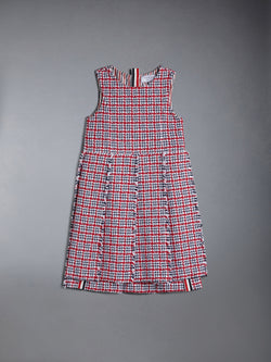 KID'S SUMMER TWEED FRAY PLEATED DRESS