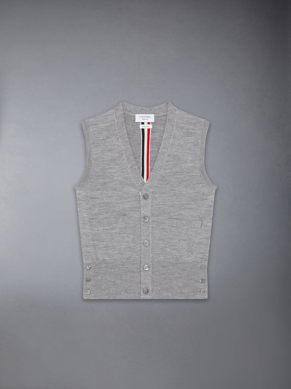 CHILDREN'S WOOL STRIPE V-NECK CARDIGAN VEST - featured image
