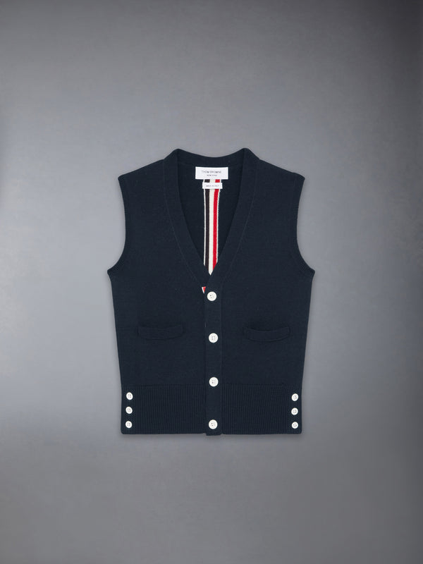 CHILDREN'S WOOL STRIPE V-NECK CARDIGAN VEST - featured image