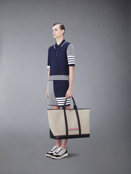 코튼 캔버스 레더 오버사이즈 툴 토트