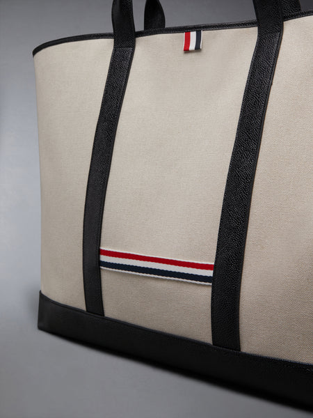 코튼 캔버스 레더 오버사이즈 툴 토트