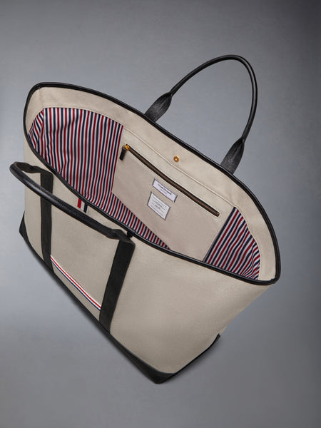 코튼 캔버스 레더 오버사이즈 툴 토트