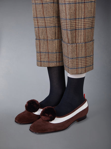 CALF SUEDE POM POM OPERA SPECTATOR BALLERINA
