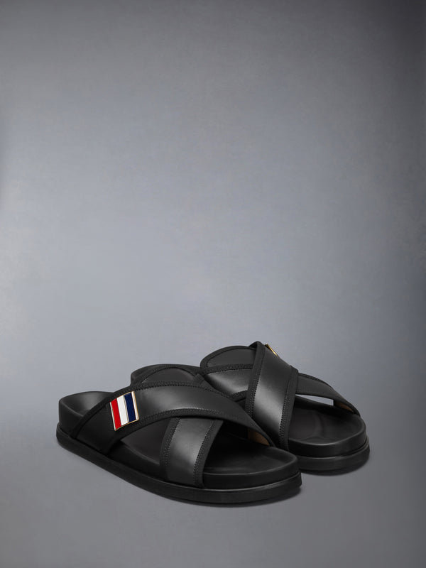 CRISS CROSS LOAFER SANDAL W/ RWB ENAMEL PLAQUE IN VITELLO CALF LEATHER - image 2