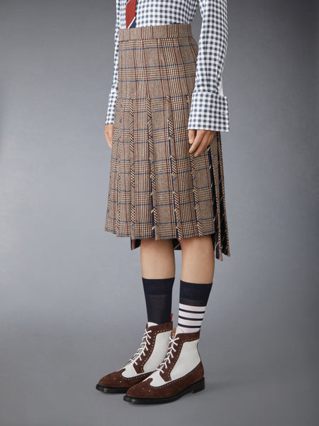 HUNTING TWEED LOW RISE PLEATED SKIRT