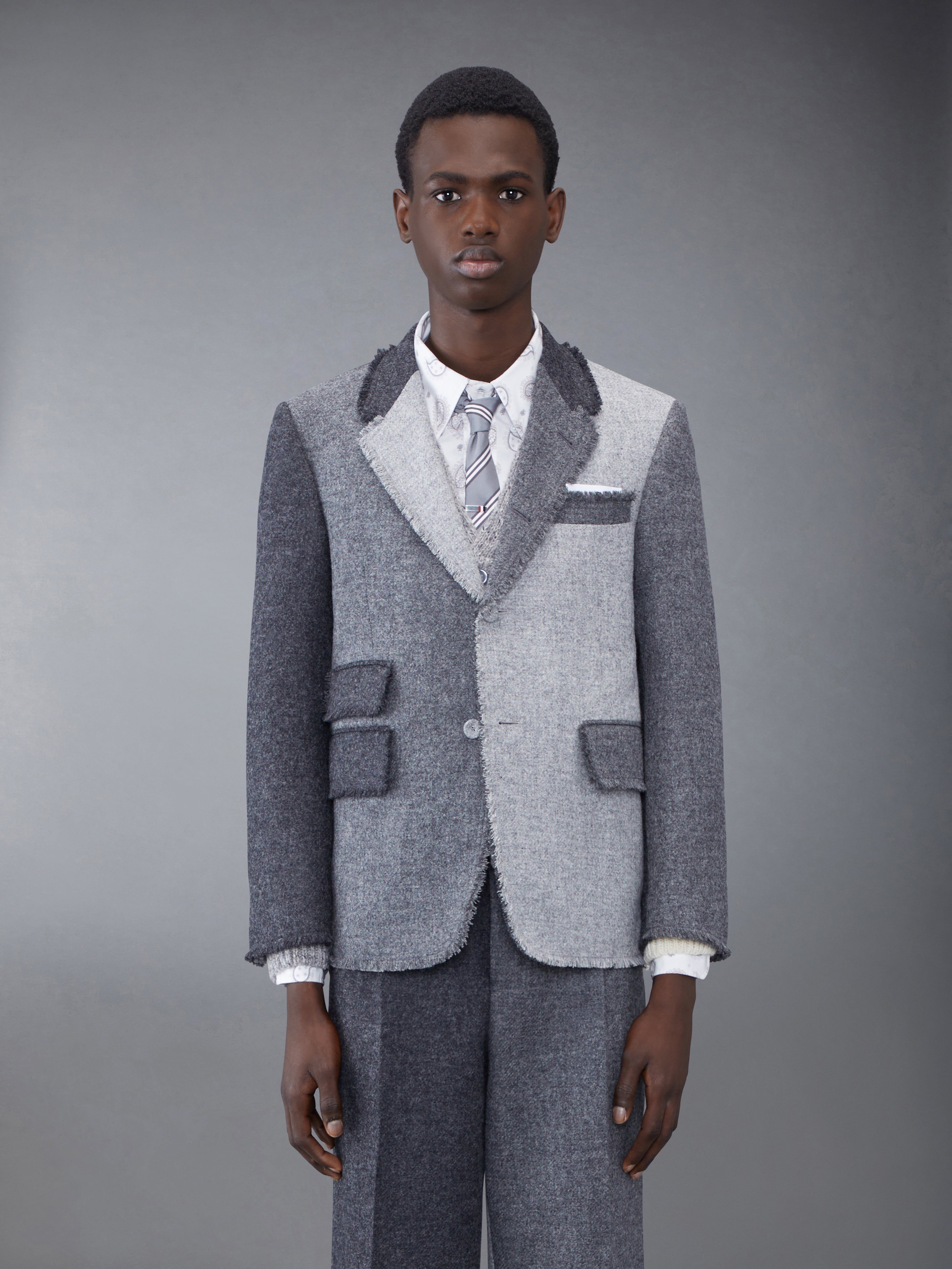 Shetland Frayed Single Vent Sport Coat | Thom Browne