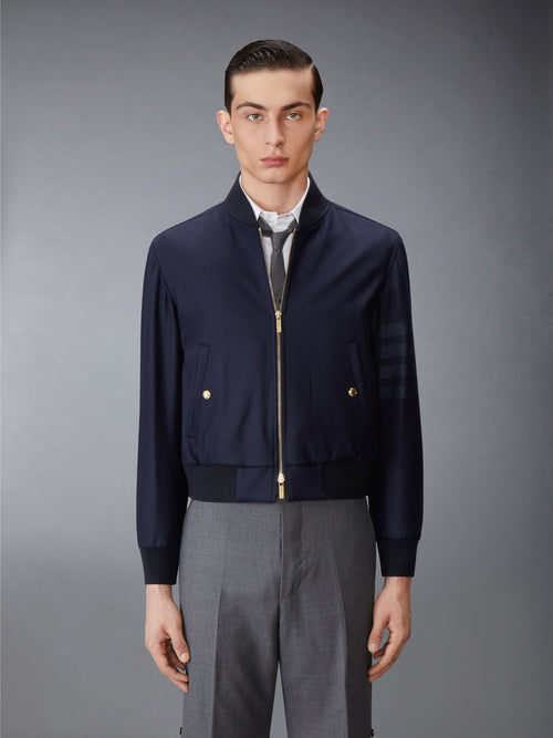 Flannel 4 Bar Knit Rib Blouson | Thom Browne