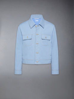 CONTRAST STITCH DENIM BACKSTRAP UTILITY JACKET
