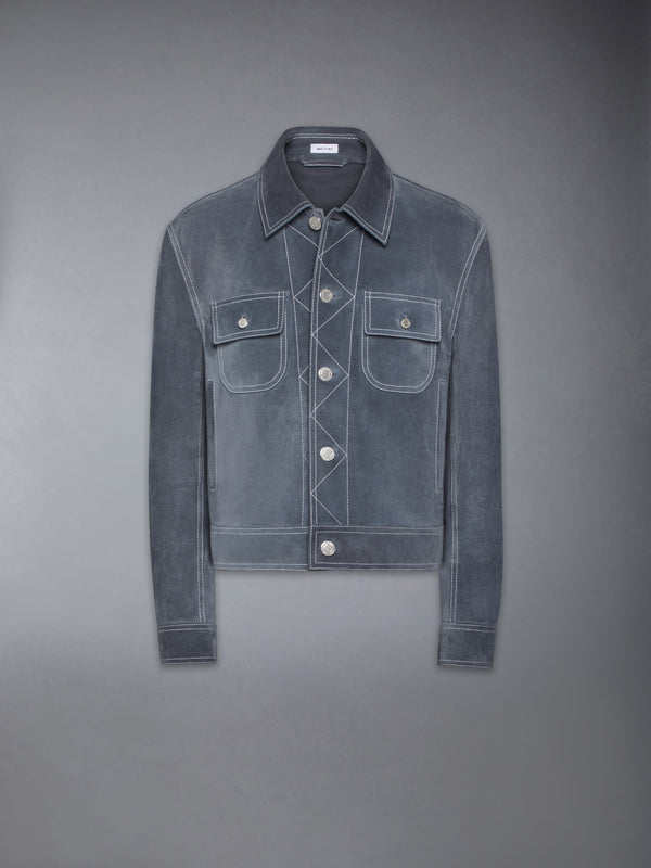 CONTRAST STITCH SUEDE UTILITY JACKET - featured image