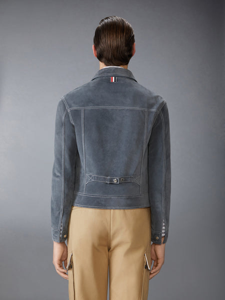 CONTRAST STITCH SUEDE UTILITY JACKET