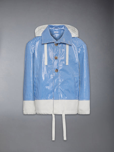 LAMINATED PINSTRIPE POPLIN ANORAK