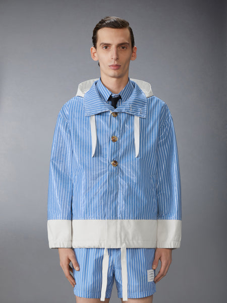 LAMINATED PINSTRIPE POPLIN ANORAK