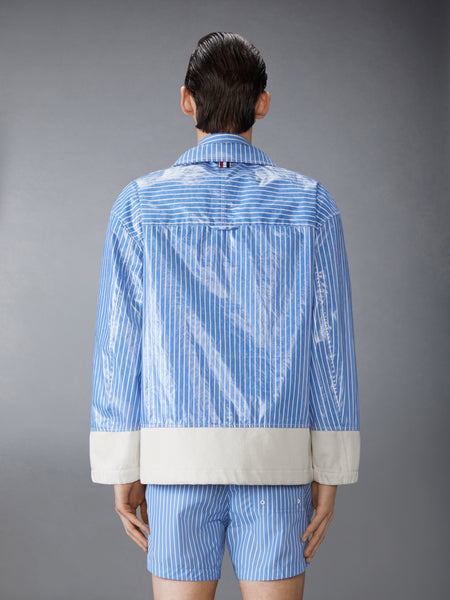 LAMINATED PINSTRIPE POPLIN ANORAK