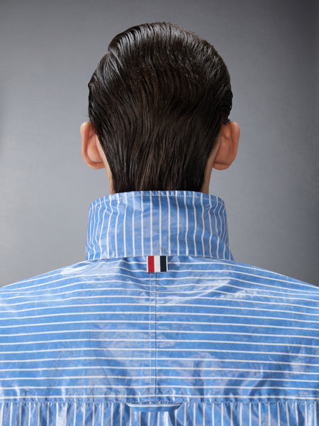 LAMINATED PINSTRIPE POPLIN ANORAK