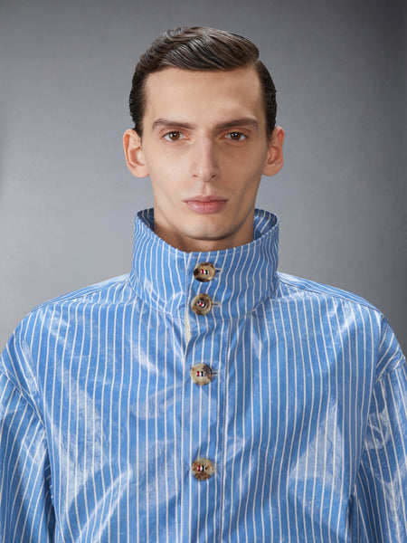 LAMINATED PINSTRIPE POPLIN ANORAK