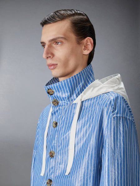 LAMINATED PINSTRIPE POPLIN ANORAK