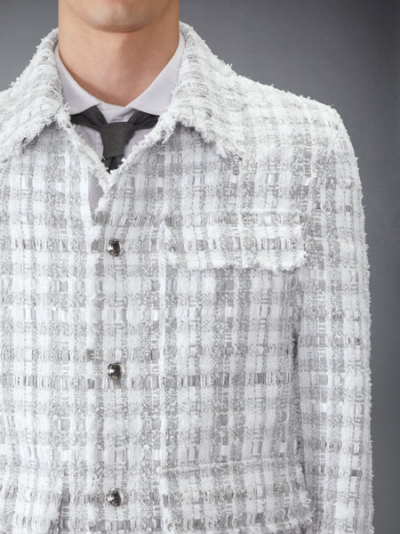 ギンガムチェック ツイード ユティリティ ジャケット