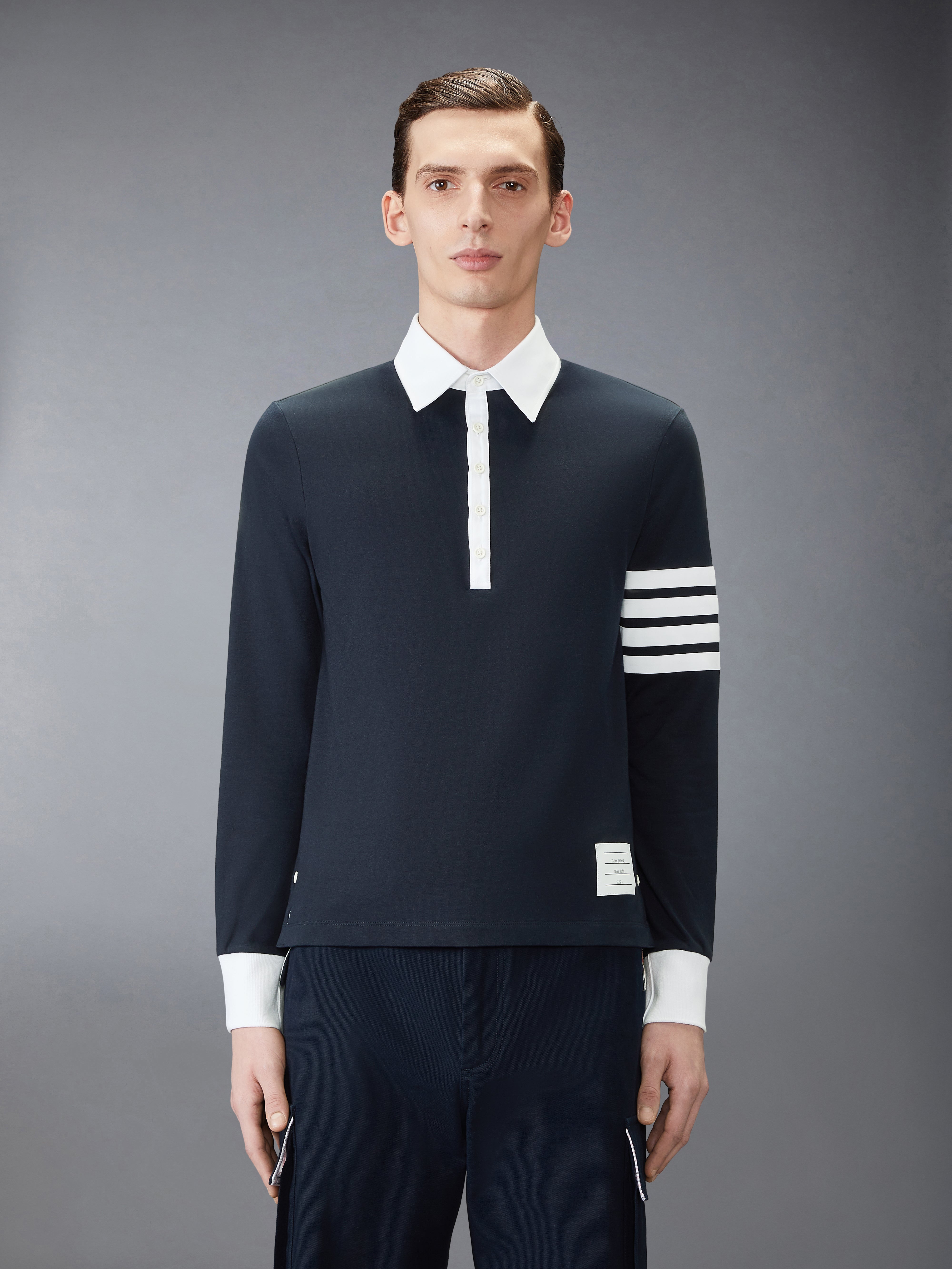 トップス Thom Browne 4bar Tonal rugby cutsew 2 Jersey 4-Bar Rugby Polo | Thom Browne