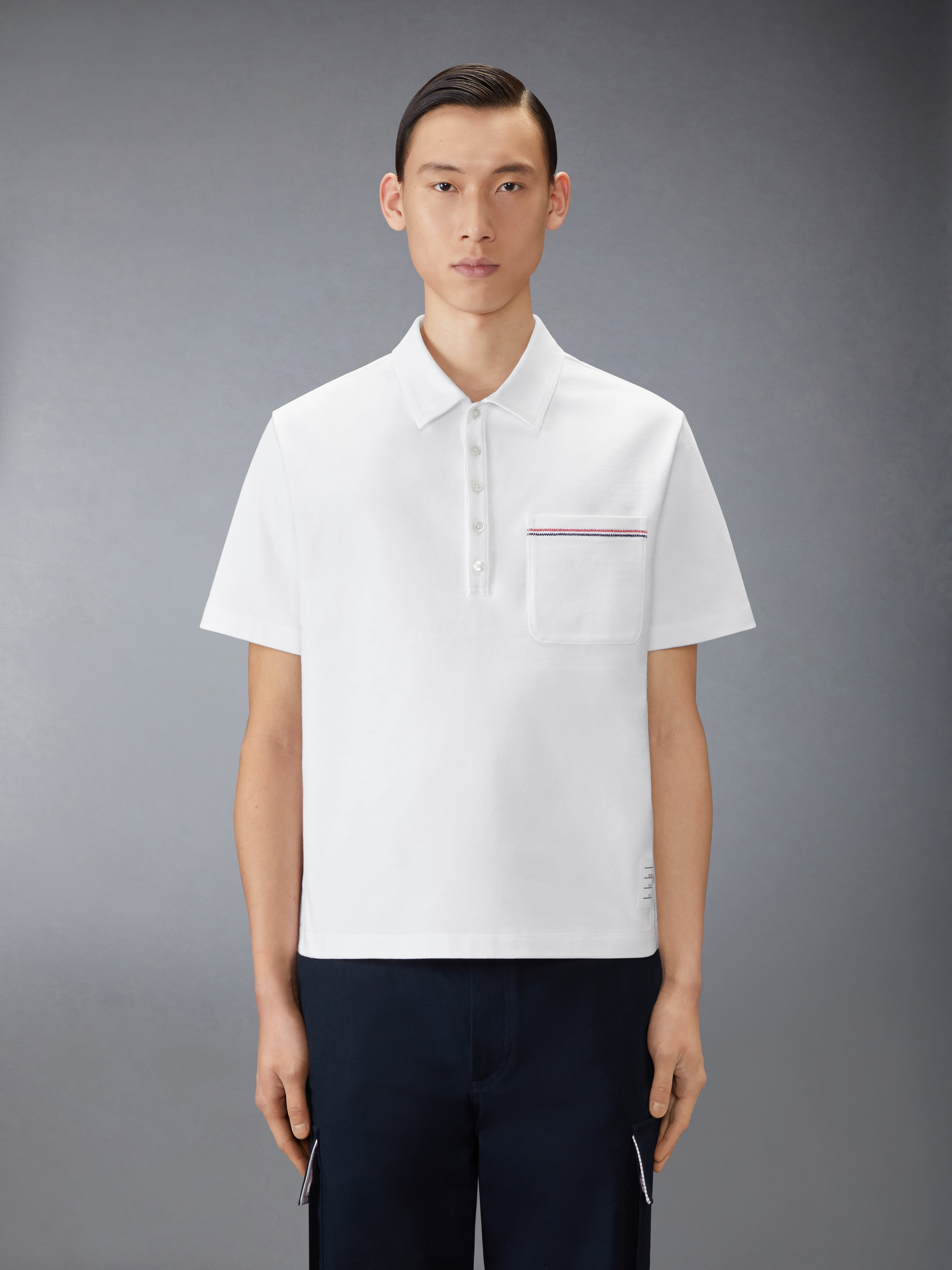 現行モデル美品 THOM BROWNE クラシック ピケ ストライプ ポロシャツ THOM BROWNE/トムブラウン_women 通販 | ライトグレー