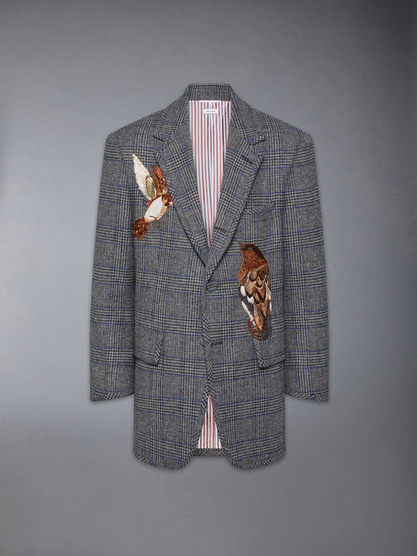 PRINCE OF WALES HUNTING TWEED BIRD APPLIQUE OVERSIZED JACKET - featured image