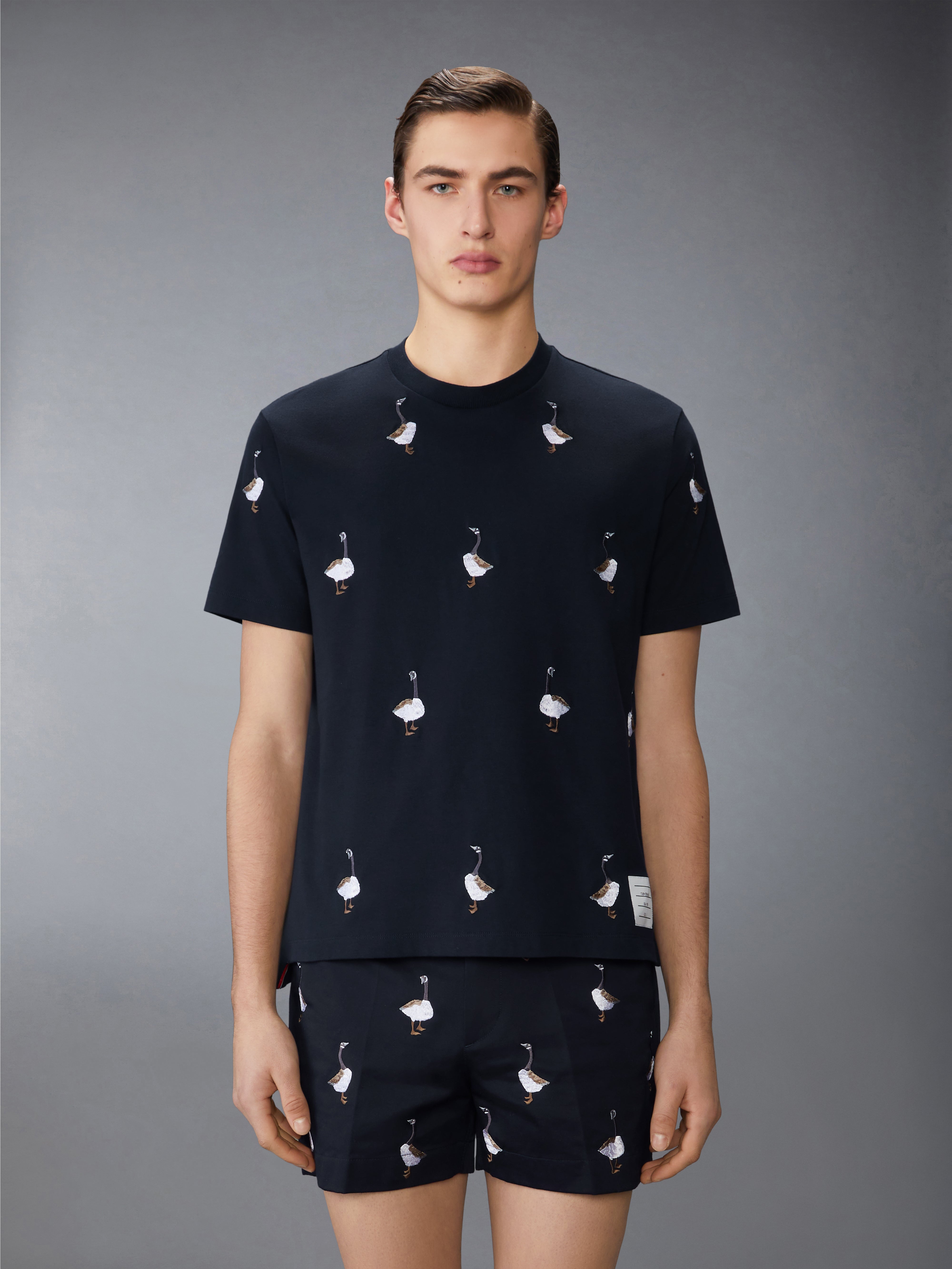 【関税込み】Thom Browne ネイビー Geese ジャージ Tシャツ Thom Browne: Navy Geese Jersey T-shirt | SSENSE