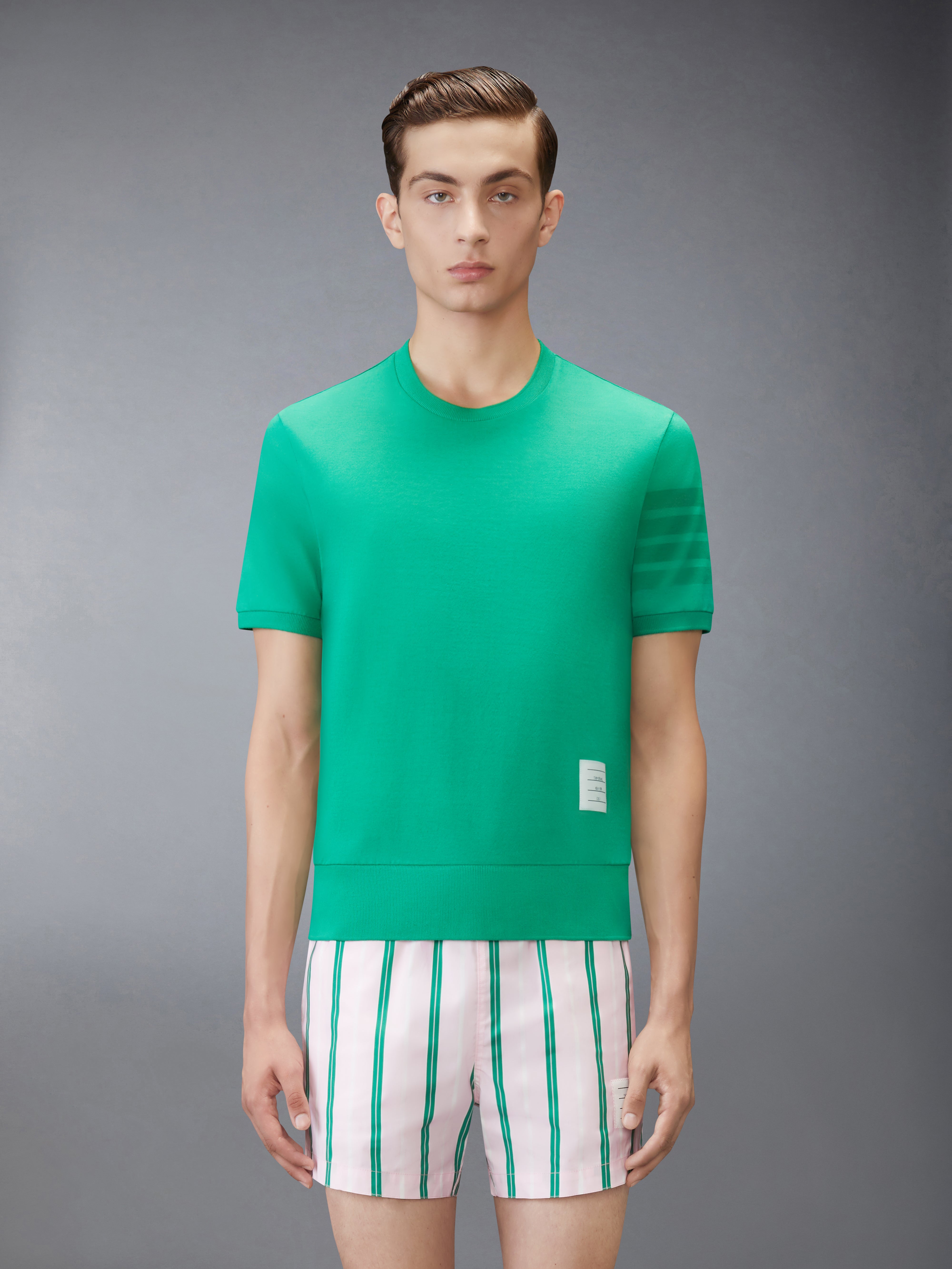 THOM BROWNE 4bar 長袖シャツ サイズ2 ブルーグリーン コットンジャージー 4-BAR Tシャツ | Thom Browne
