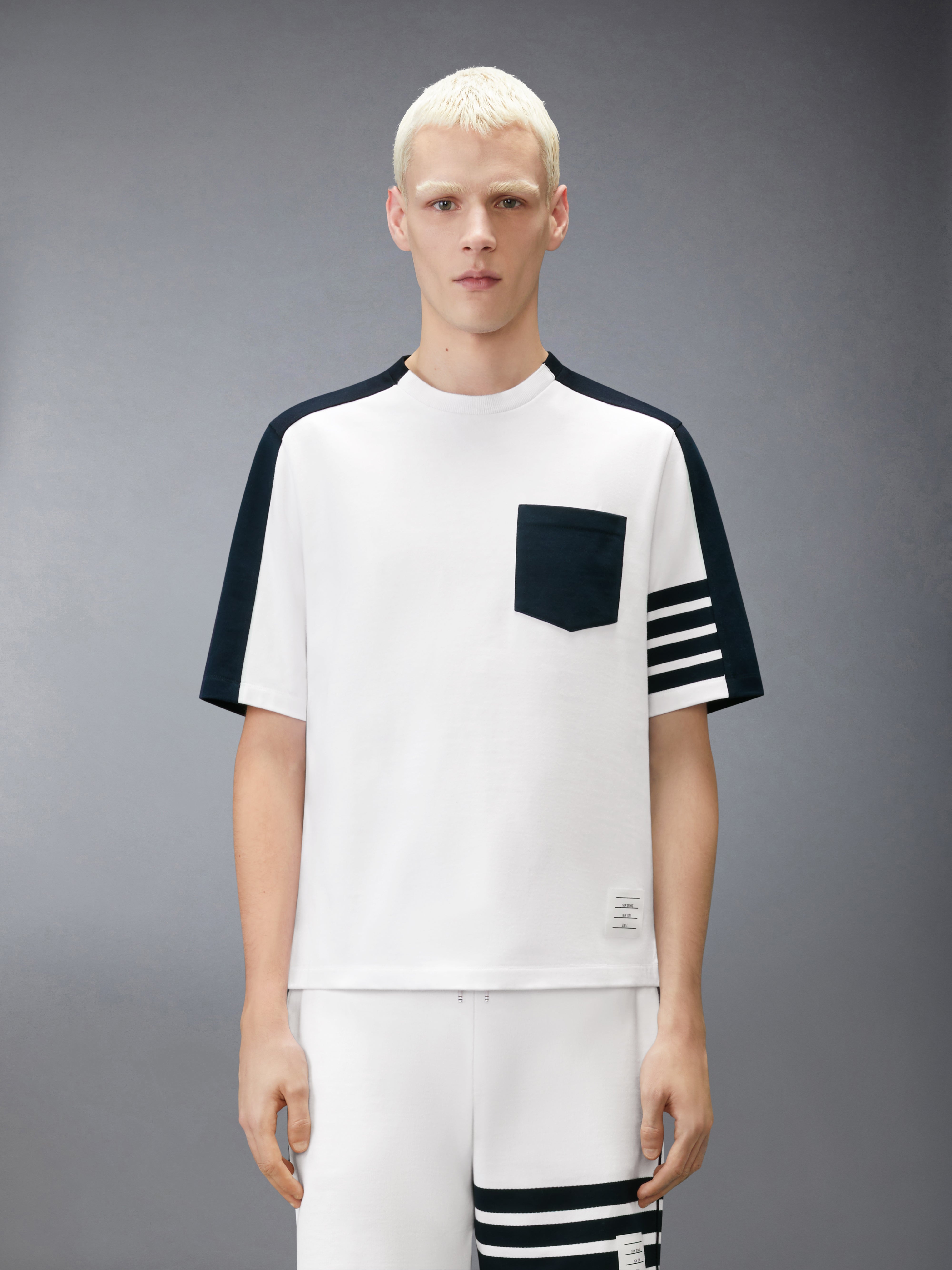 Jersey 4-Bar Colorblock Oversized Tee | Thom Browne