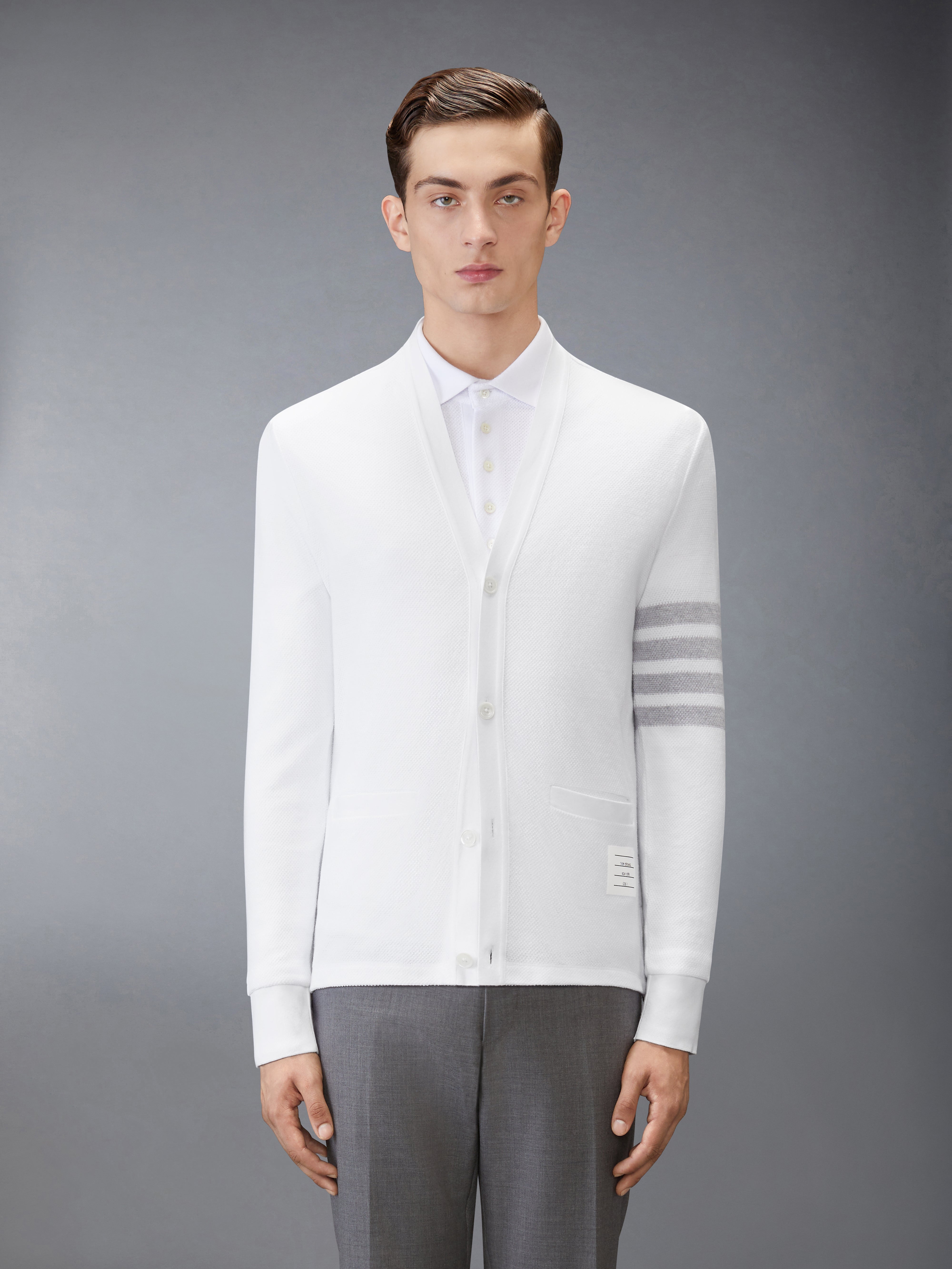 Textured Pique 4-Bar Cardigan | Thom Browne