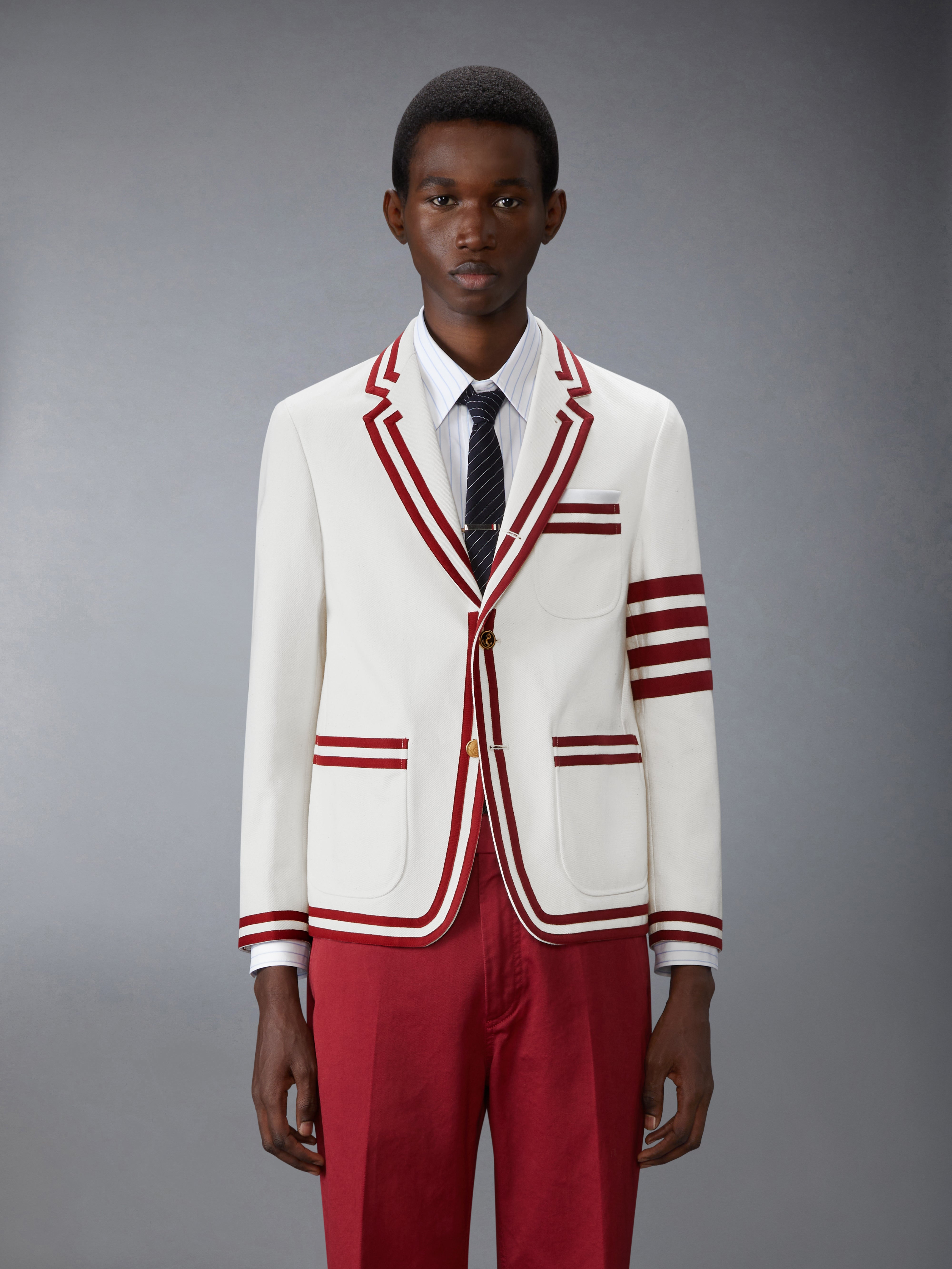 THOM BROWNE ビスコース混 4-BAR スカート Unconstructured Denim 4-Bar Sportcoat | Thom Browne