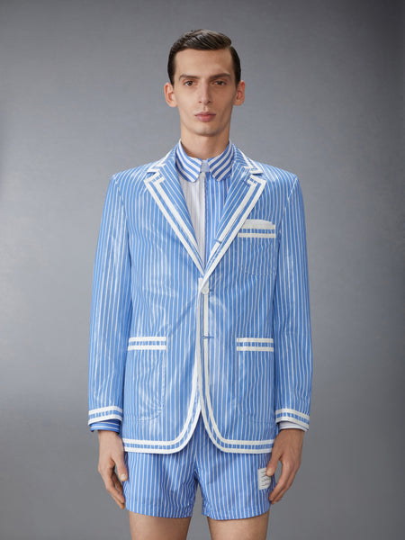LAMINATED PINSTRIPE POPLIN UNSTRUCTURED SPORTSCOAT