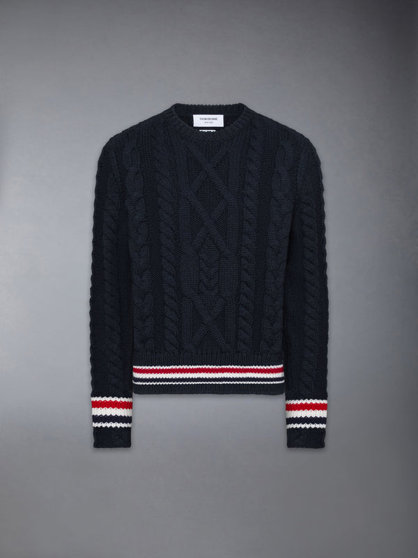 ARAN CABLE STITCH MERINO WOOL PULLOVER - featured image
