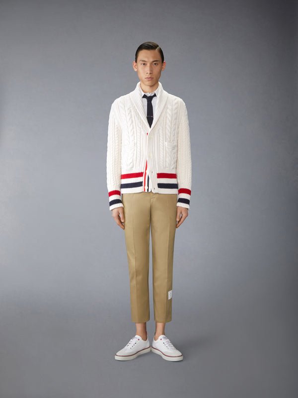ARAN CABLE CASHMERE RWB STRIPE CARDIGAN - image 2