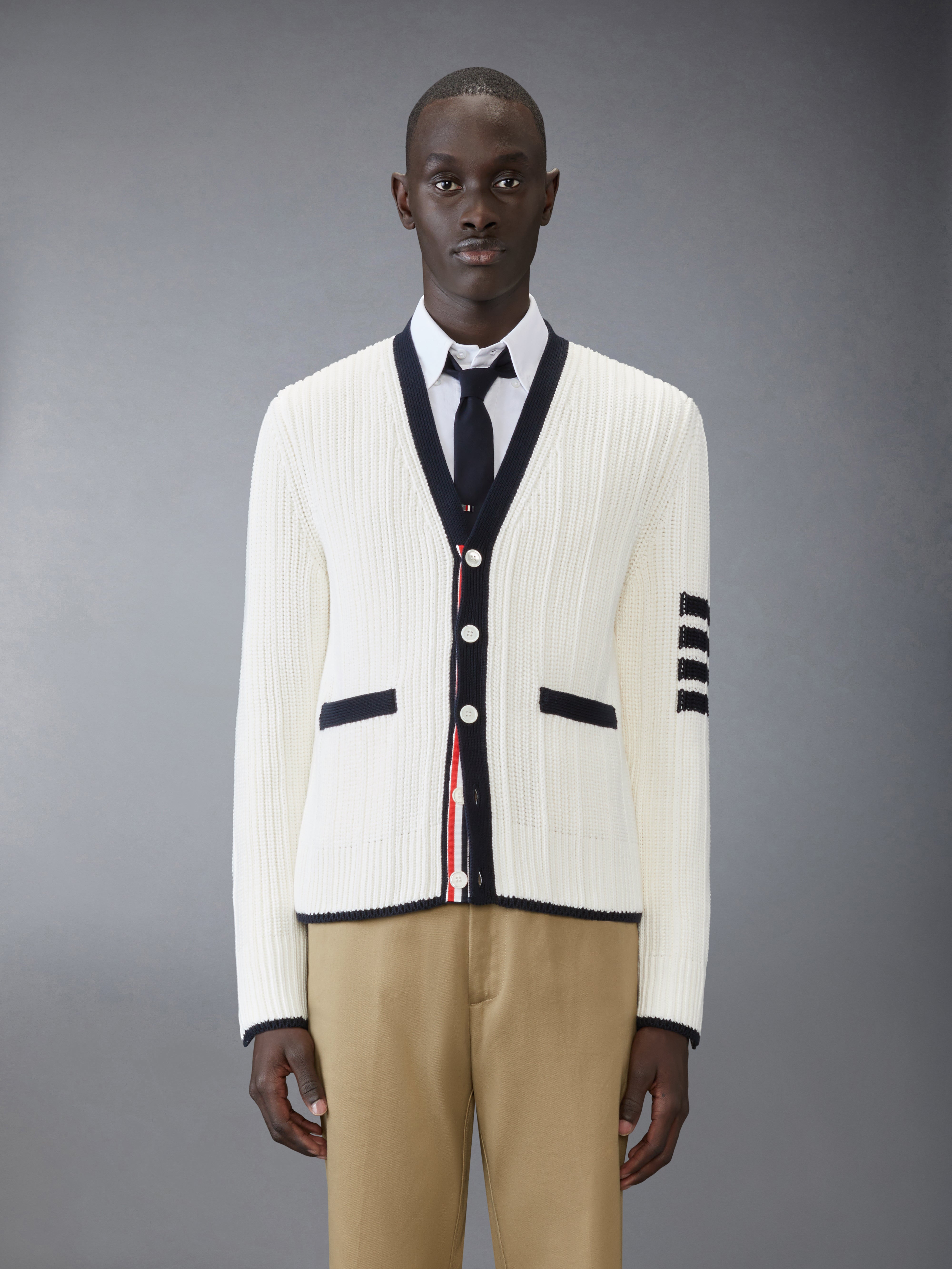 コットン 4 BAR Vネック カーディガン | Thom Browne