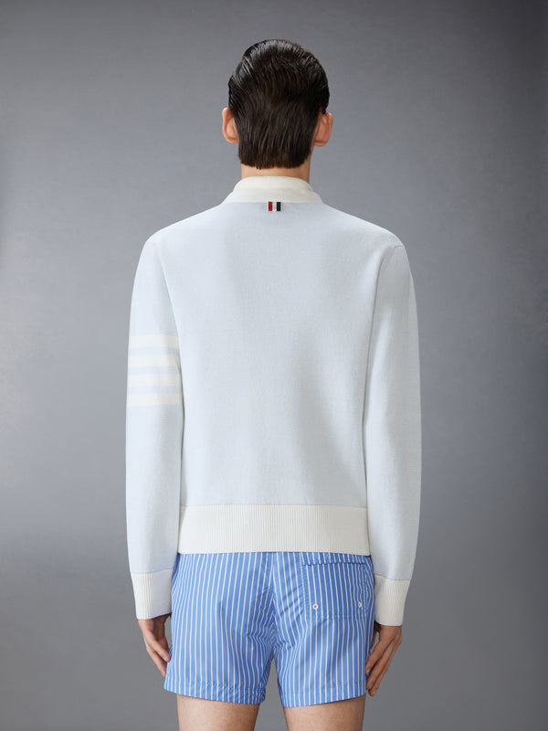 TEXTURED STRIPED STITCH 4-BAR RELAXED FIT V NECK CARDIGAN - image 2