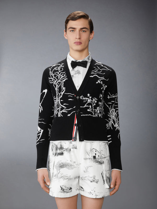 SCENIC JERSEY INTARSIA CASHMERE V NECK CARDIGAN - image 1