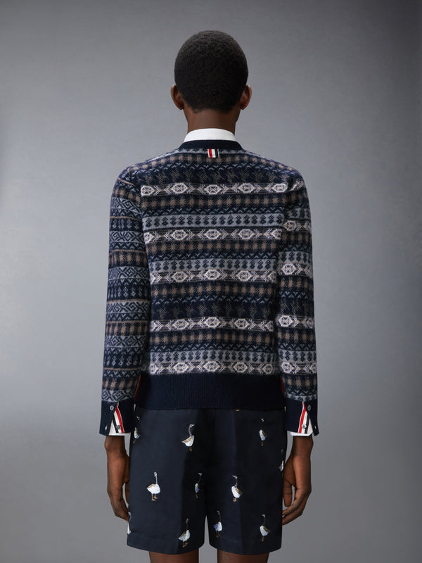 BRUSHED SHETLAND AND MERINO WOOL FUNMIX FAIR AILE JACQUARD V NECK CARDIGAN - image 2