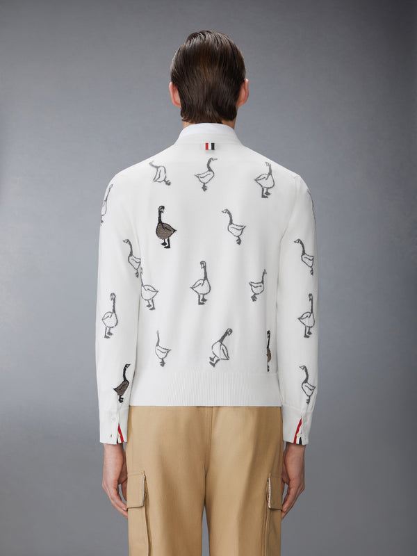 GEESE INTARSIA MERINO WOOL RELAXED FIT V NECK CARDIGAN - image 2