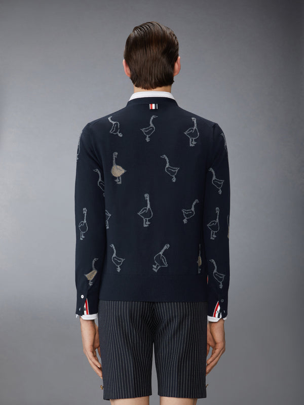 GEESE INTARSIA MERINO WOOL RELAXED FIT V NECK CARDIGAN - image 2