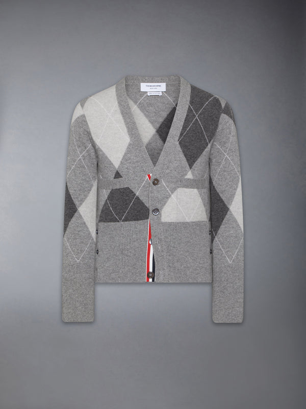 ARGYLE INTARSIA CASHMERE V NECK CARDIGAN - featured image