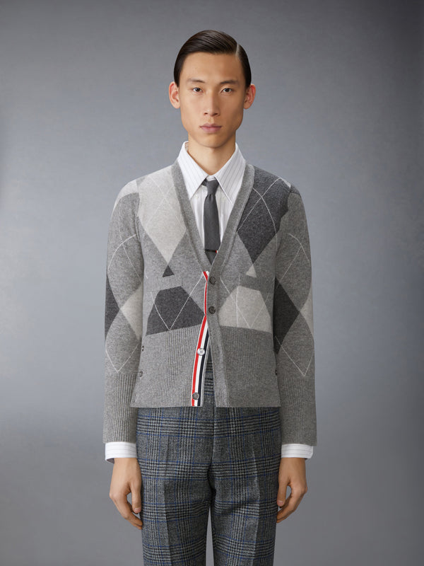ARGYLE INTARSIA CASHMERE V NECK CARDIGAN - image 1