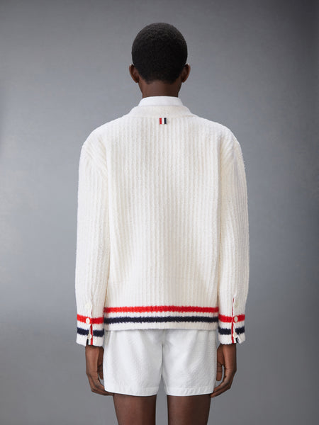 MERINO WOOL CHUNKY STITCH V NECK CARDIGAN