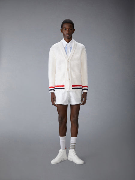 MERINO WOOL CHUNKY STITCH V NECK CARDIGAN