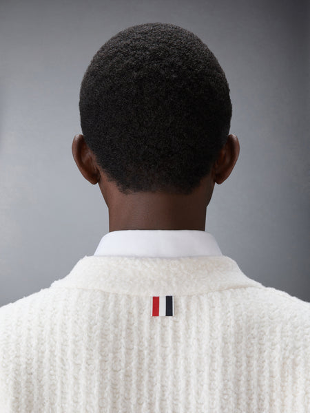 MERINO WOOL CHUNKY STITCH V NECK CARDIGAN