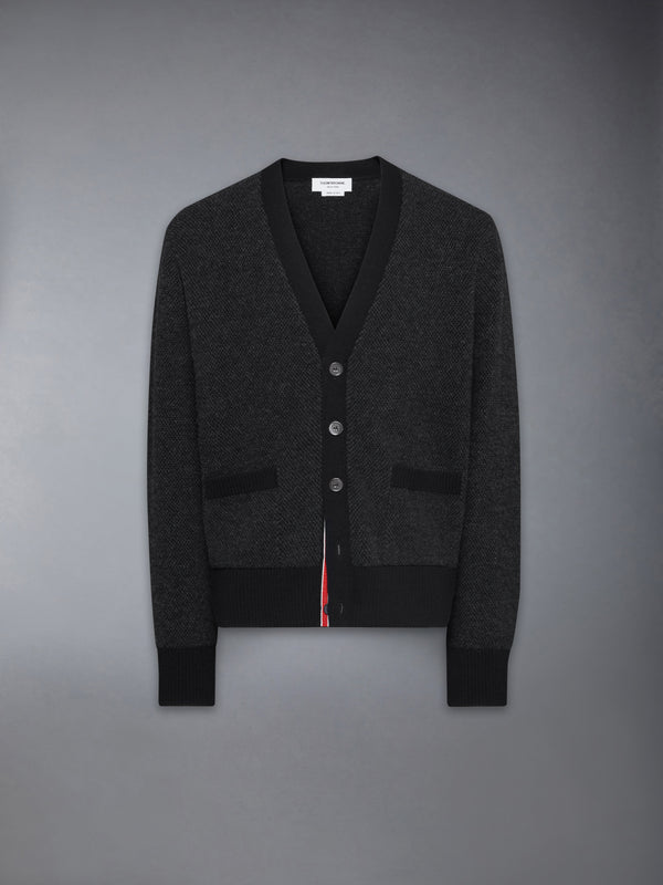 MERINO WOOL INTARSIA V NECK CARDIGAN - featured image