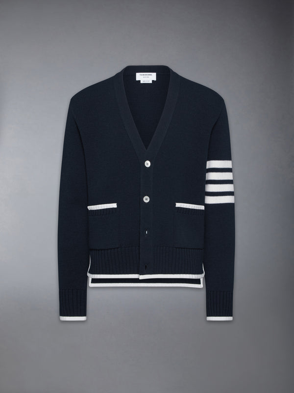 MILANO STITCH MERINO WOOL 4-BAR V NECK CARDIGAN - featured image