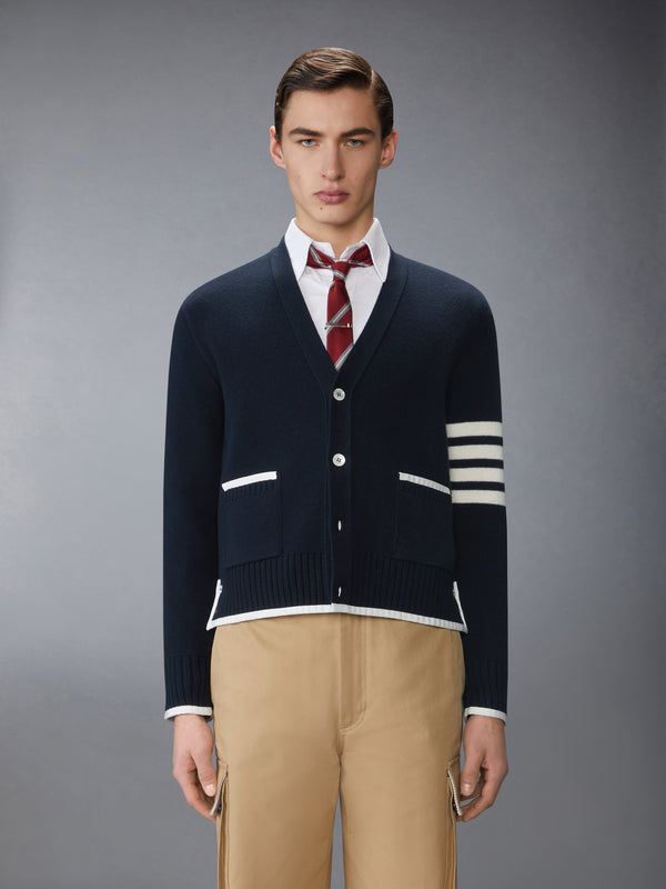 MILANO STITCH MERINO WOOL 4-BAR V NECK CARDIGAN - image 1