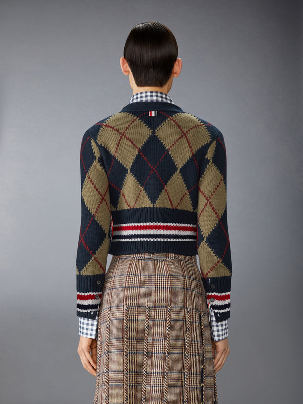 MERINO WOOL ARGYLE INTARSIA V NECK CARDIGAN - image 2