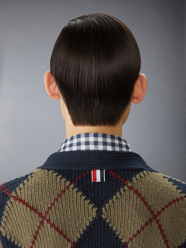 MERINO WOOL ARGYLE INTARSIA V NECK CARDIGAN - image 5