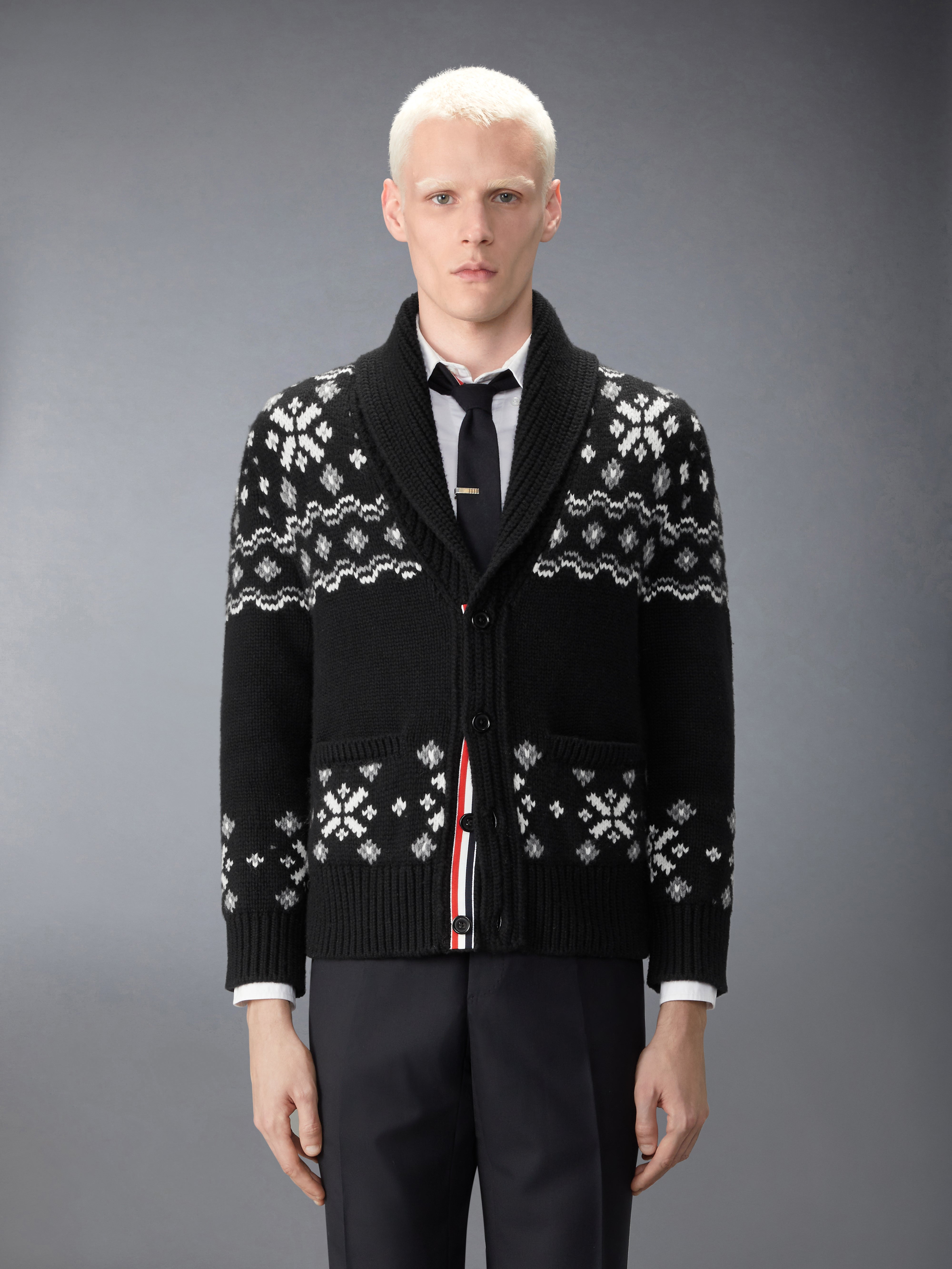 THOM BROWNE チェック柄 長袖シルク混カーディガン Icelandic Fair Isle Cashmere Cardigan | Thom Browne